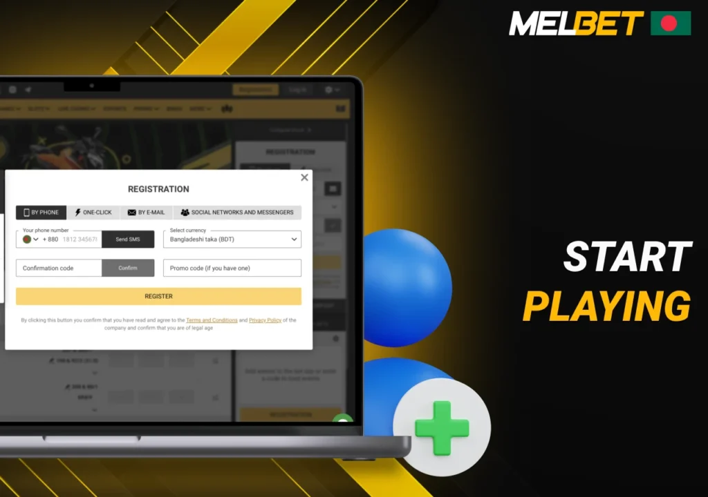 Registering an account at Melbet online casino