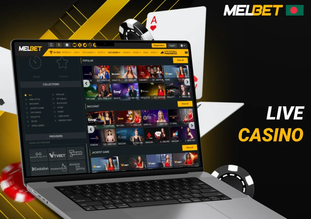 Games from the live casino section on Melbet