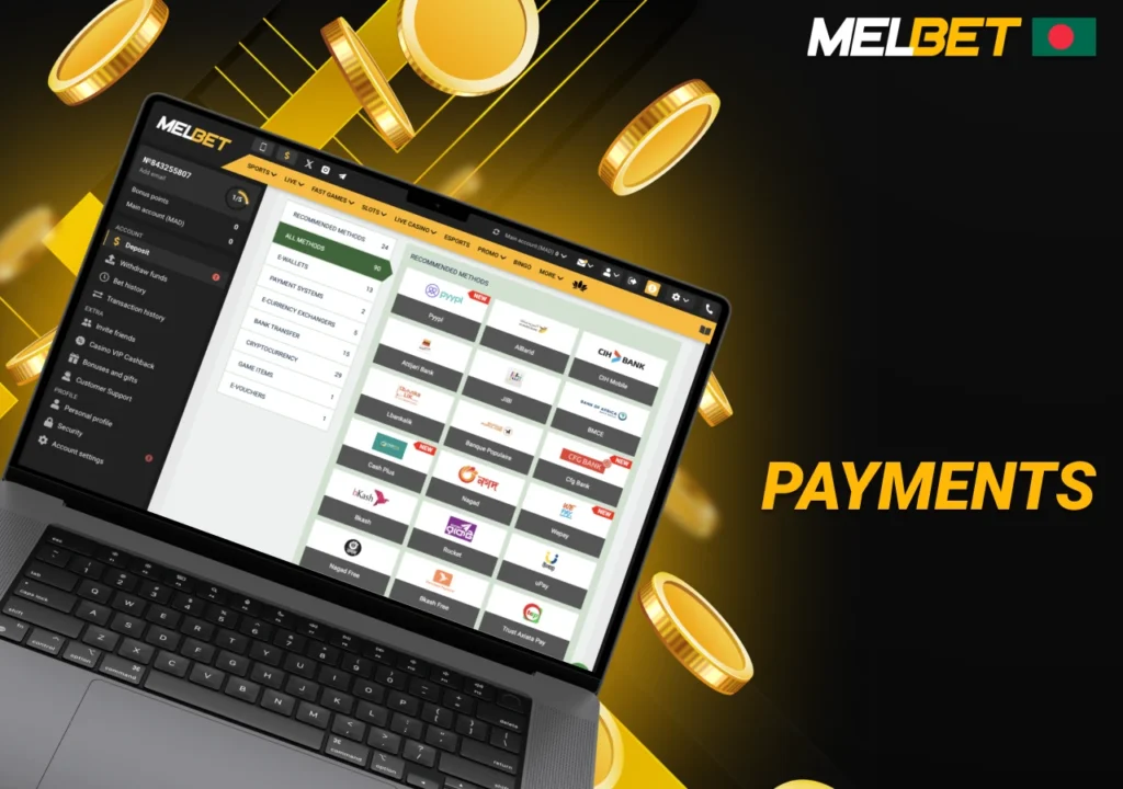 Available payment methods at online casinos